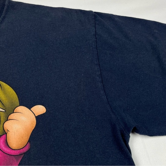 Vtg Disneyland Grumpy Dopey Mens T-Shirt Sz Medium 90s Y2K Boxy Fit Navy B5 - Picture 5 of 7